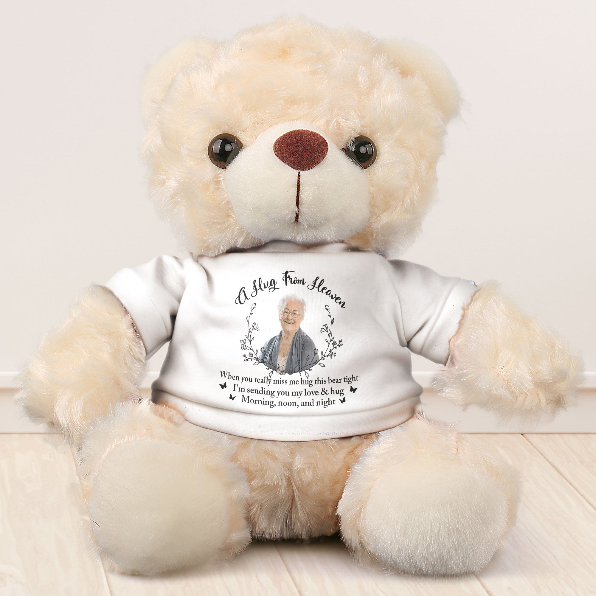 A Hug From Heaven - Teddy Bear With Personalized Photo Shirt