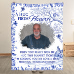 A Hug From Heaven Toile De Jouy Memorial Gift Memory Blanket - Personalized Photo Blanket