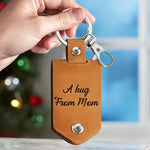 A Hug From Mom Gift For Daughter Son - Personalized Leather Keychain
