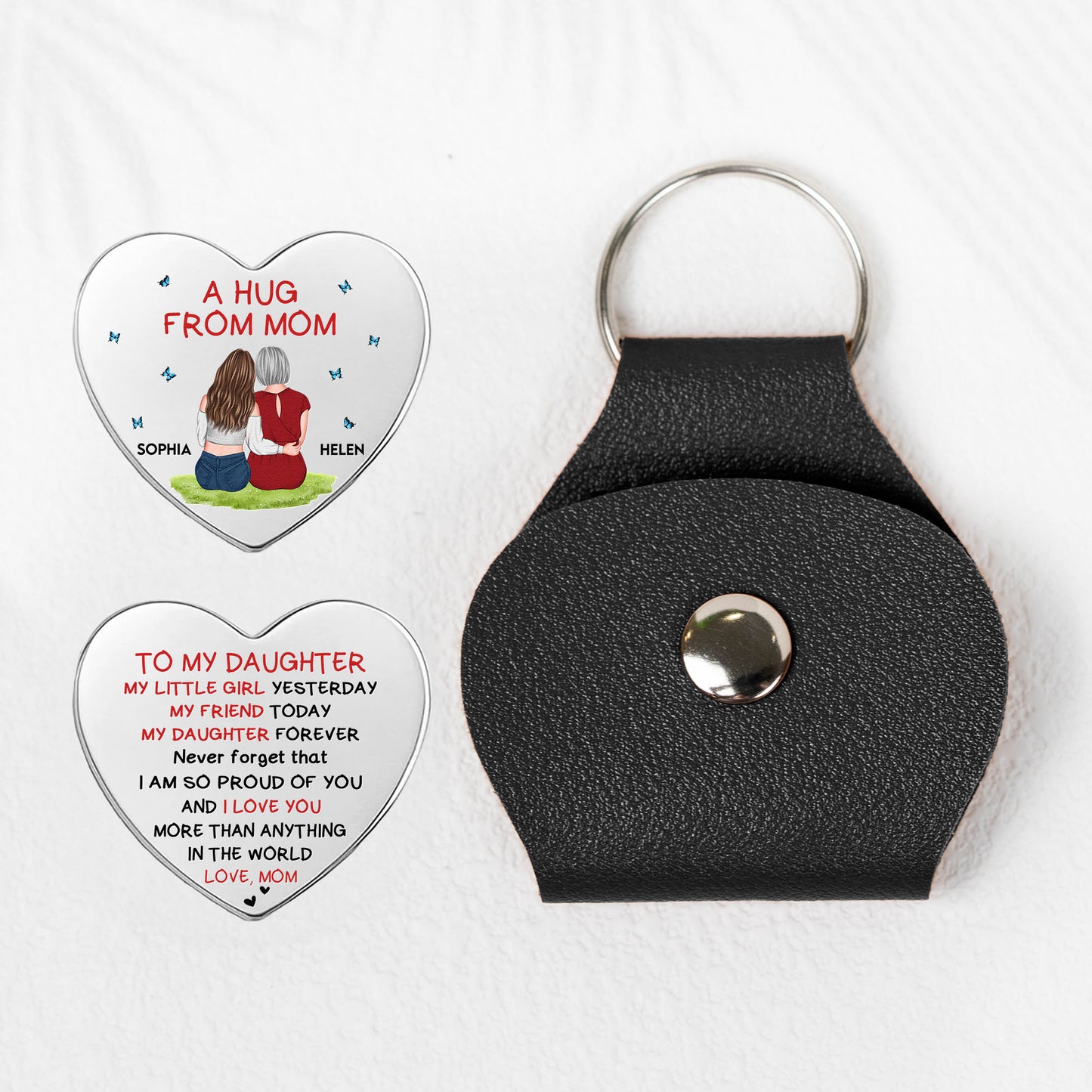 A Hug From Mom Gift For Daughter, Son - Personalized Leather Pocket Hug