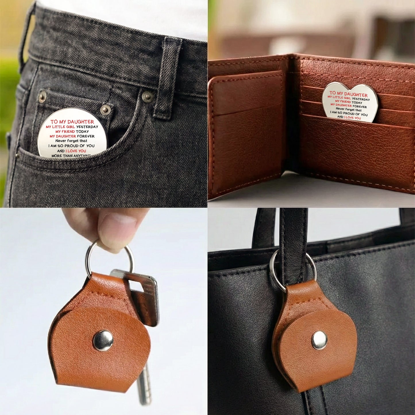 A Hug From Mom Gift For Daughter, Son - Personalized Leather Pocket Hug