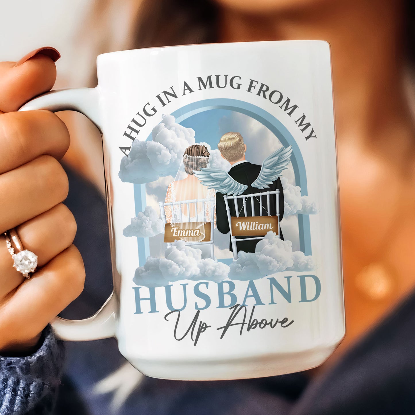 A Hug In A Mug From My Husband Up Above - Personalized Mug