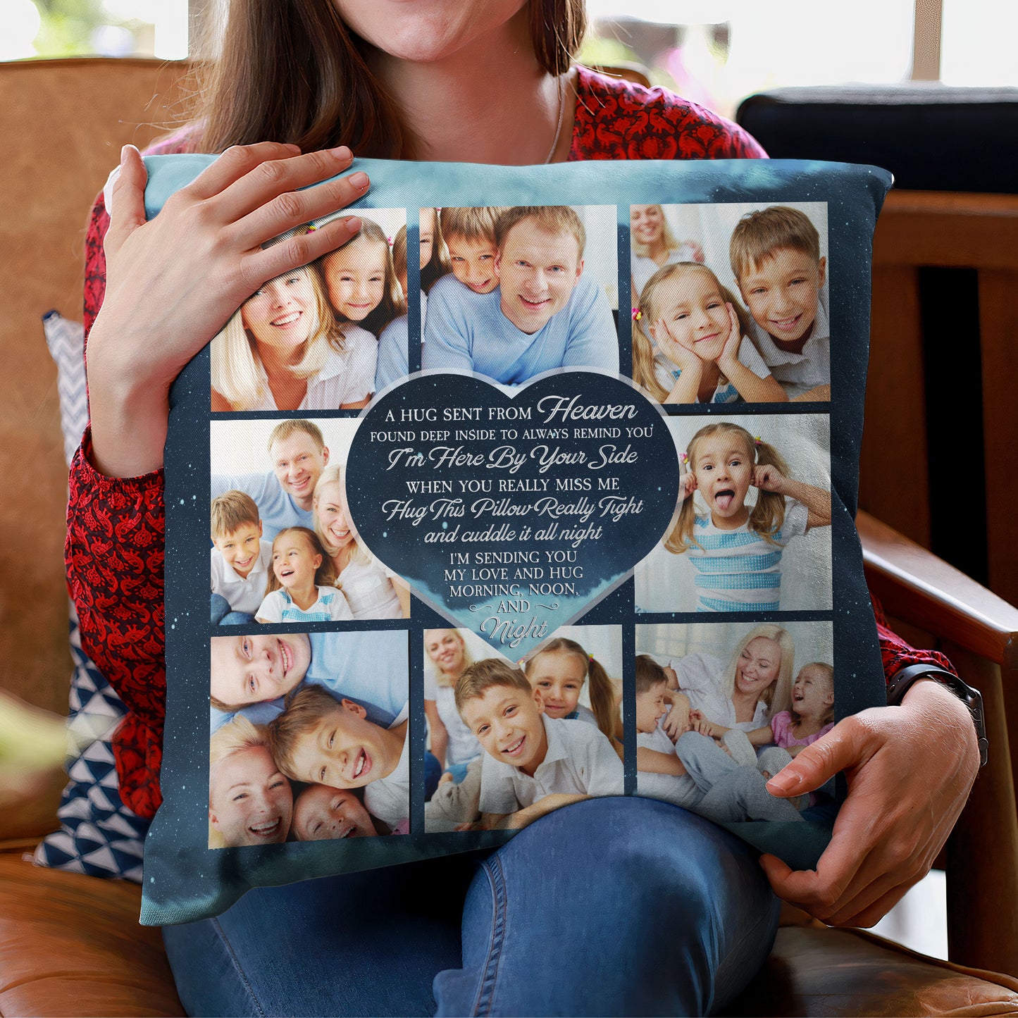 A Hug Sent From Heaven - Personalized Photo Pillow (Insert Included)