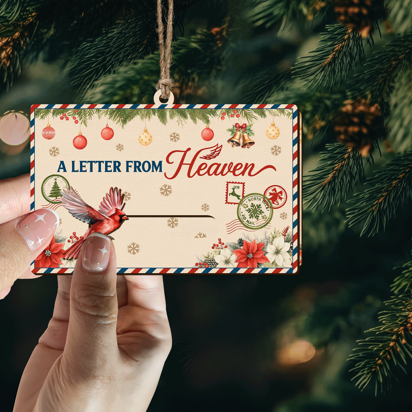 A Letter From Heaven Memorial Gifts - Personalized Wooden Slider Photo Ornament