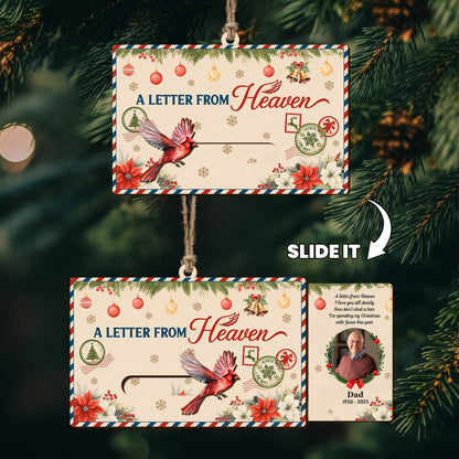 A Letter From Heaven Memorial Gifts - Personalized Wooden Slider Photo Ornament