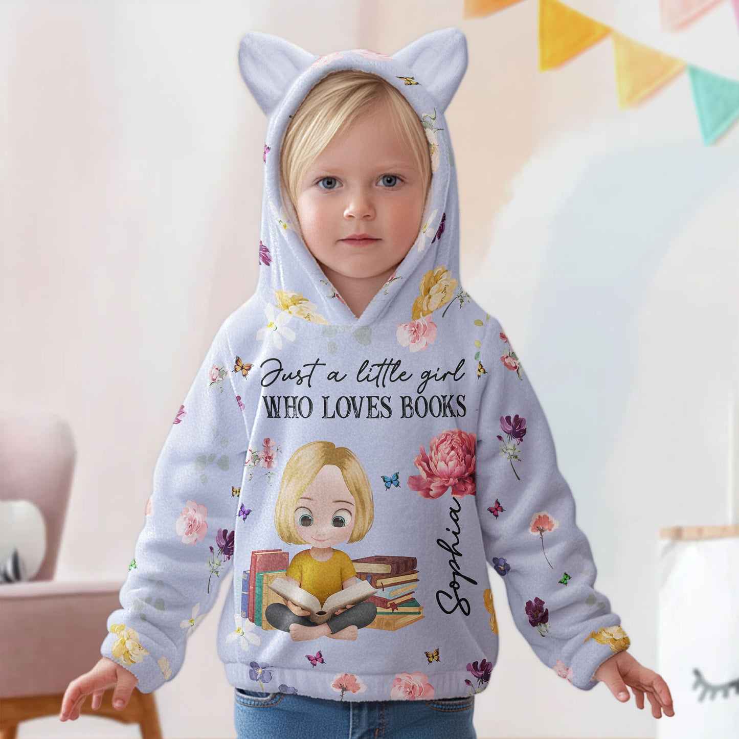 A Little Girl Who Loves Books - Personalized Kid Fleece Hooded Sweatshirt With Ears