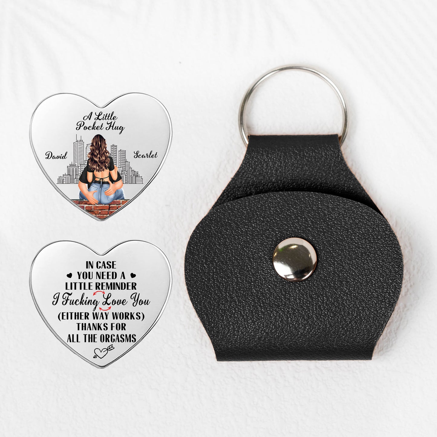 A Little Pocket Hug Couple Anniversary Valentine's Day Gift - Personalized Leather Pocket Hug