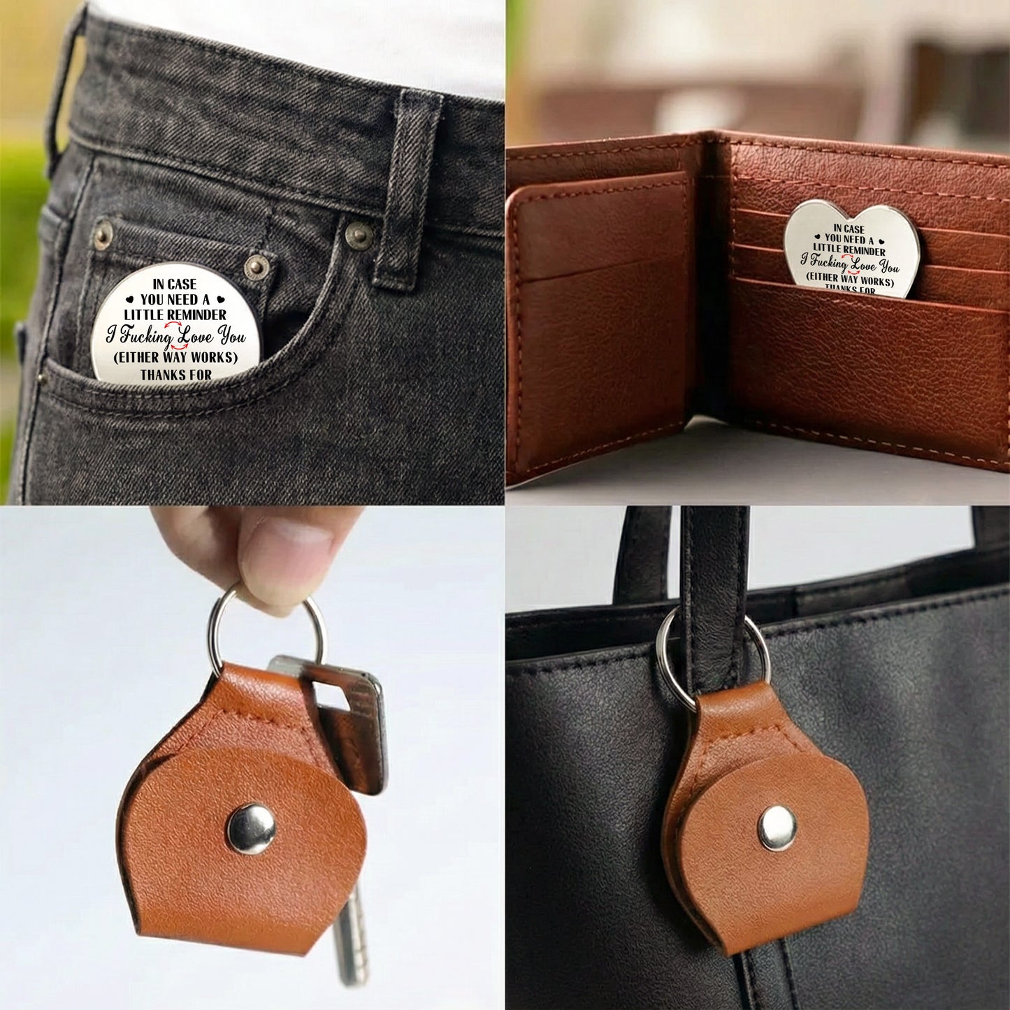 A Little Pocket Hug Couple Anniversary Valentine's Day Gift - Personalized Leather Pocket Hug