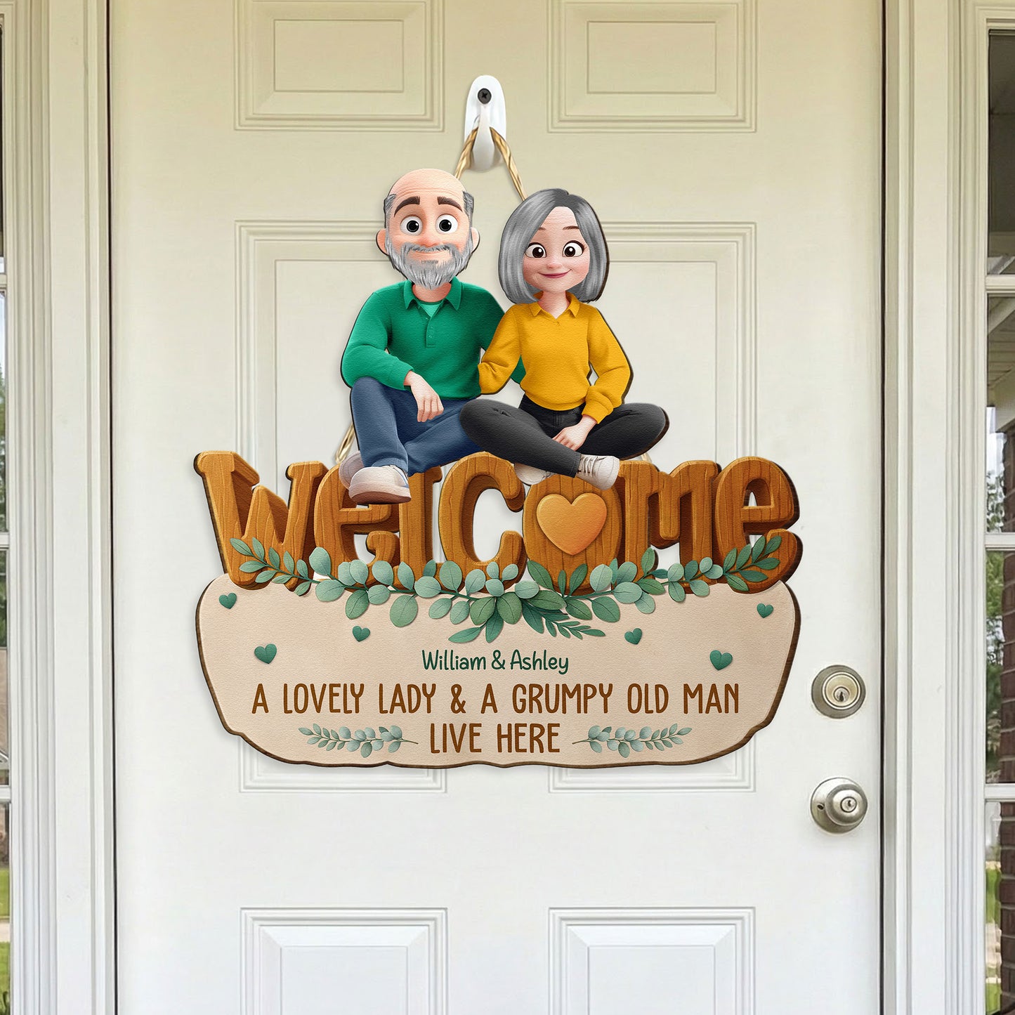 A Lovely Lady And A Grumpy Old Man Live Here - Personalized Wood Sign
