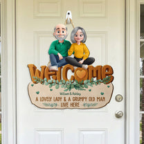 A Lovely Lady And A Grumpy Old Man Live Here - Personalized Wood Sign