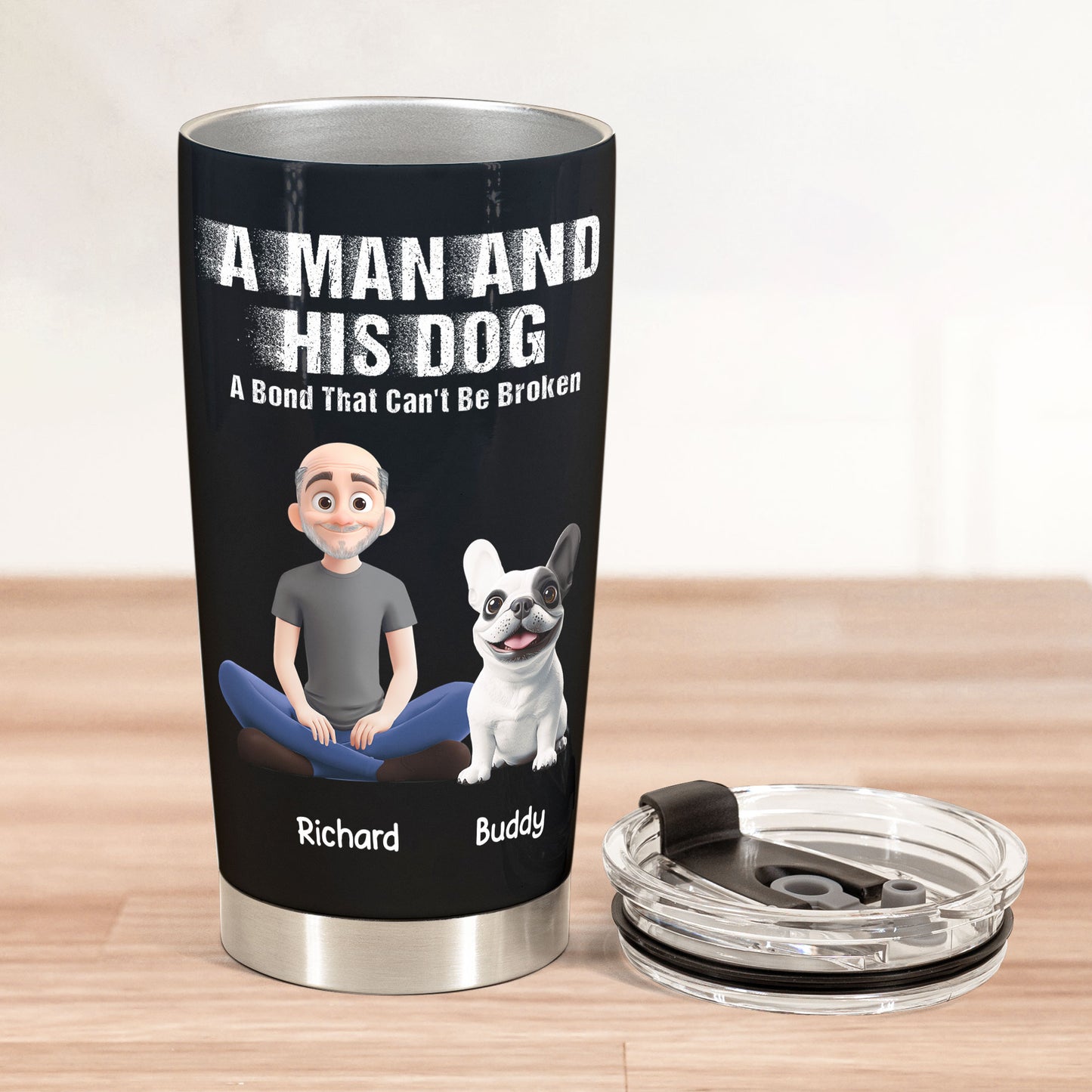 A Man And His Cat A Bond That Can't Be Broken - Personalized Tumbler Cup