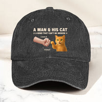 A Man And His Cat - Personalized Distressed Denim Cap