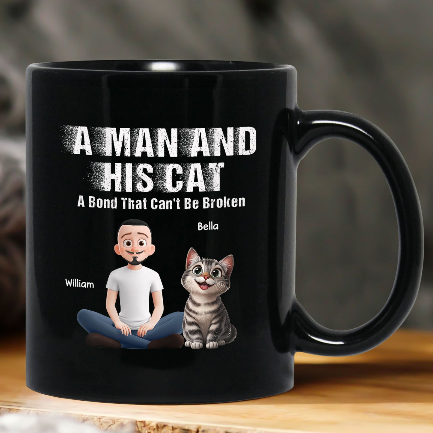 A Man And His Dog Cat - A Bond Can't Be Broken - Personalized Mug