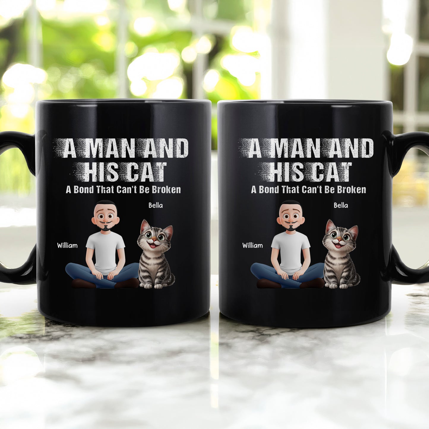 A Man And His Dog Cat - A Bond Can't Be Broken - Personalized Mug
