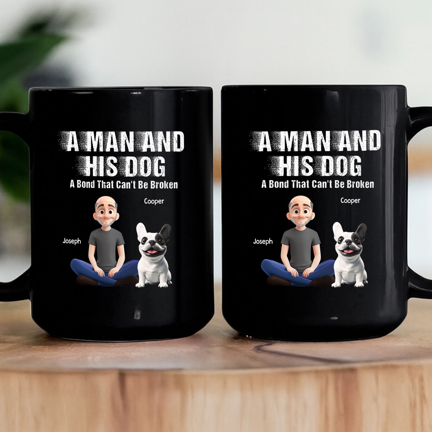 A Man And His Dog Cat - A Bond Can't Be Broken - Personalized Mug