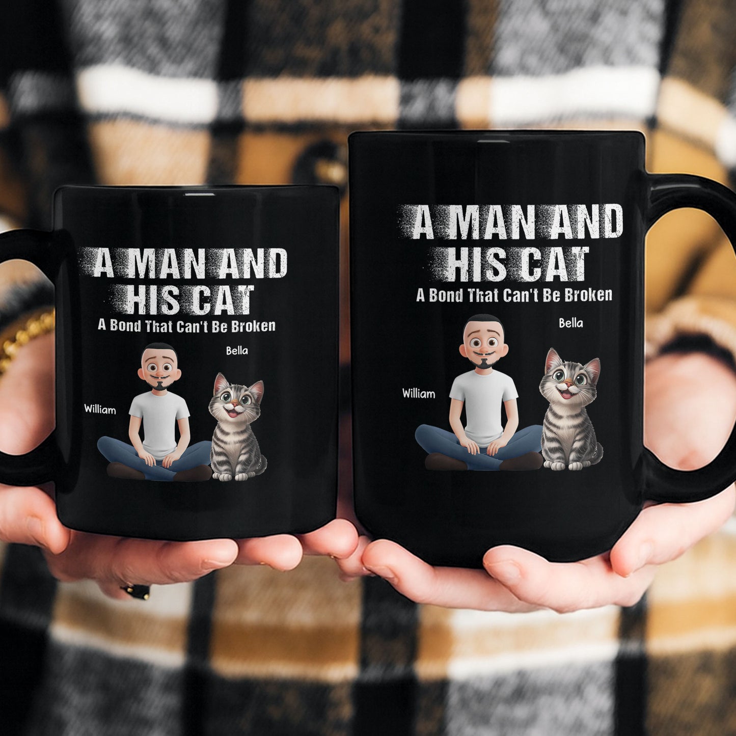 A Man And His Dog Cat - A Bond Can't Be Broken - Personalized Mug