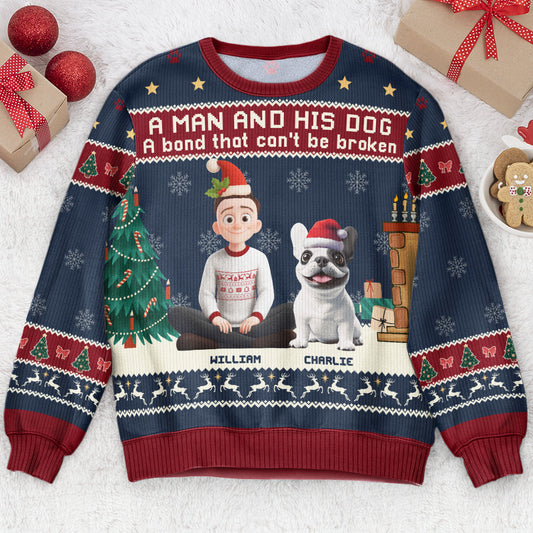 A Man And His Dog - Christmas Version - Personalized Ugly Sweater