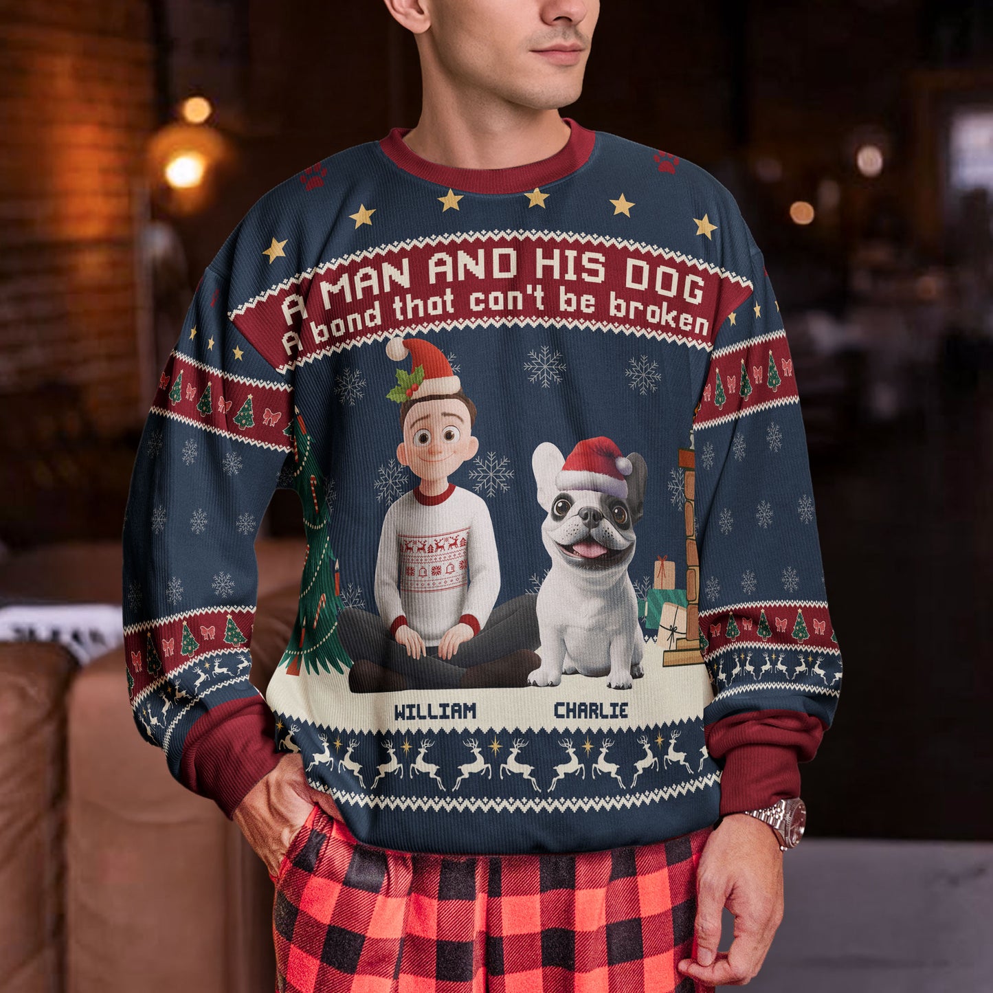 A Man And His Dog - Christmas Version - Personalized Ugly Sweater