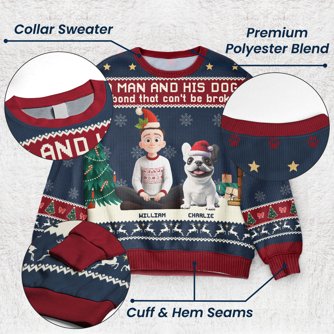 A Man And His Dog - Christmas Version - Personalized Ugly Sweater