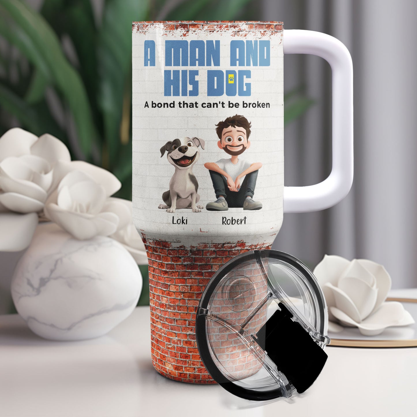 A Man & His Dogs - Personalized 40oz Tumbler With Straw