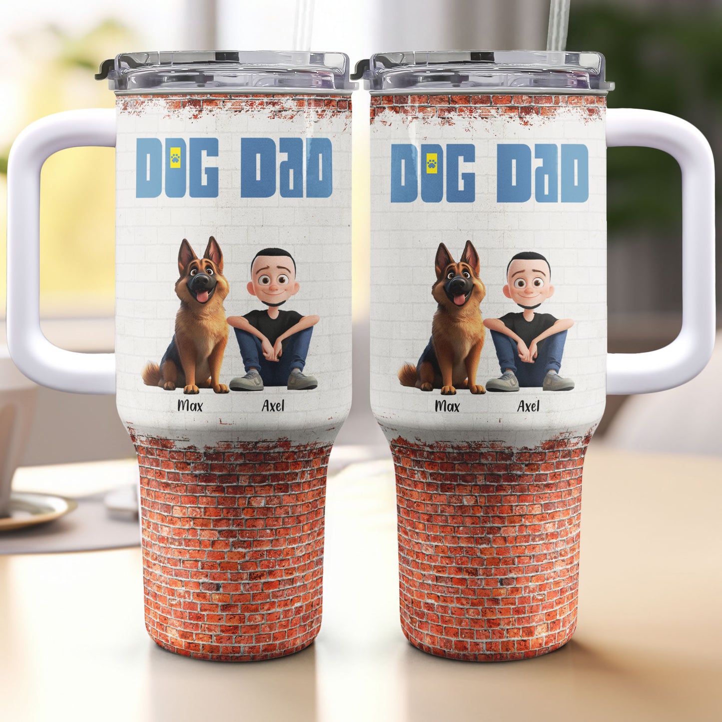 A Man & His Dogs - Personalized 40oz Tumbler With Straw