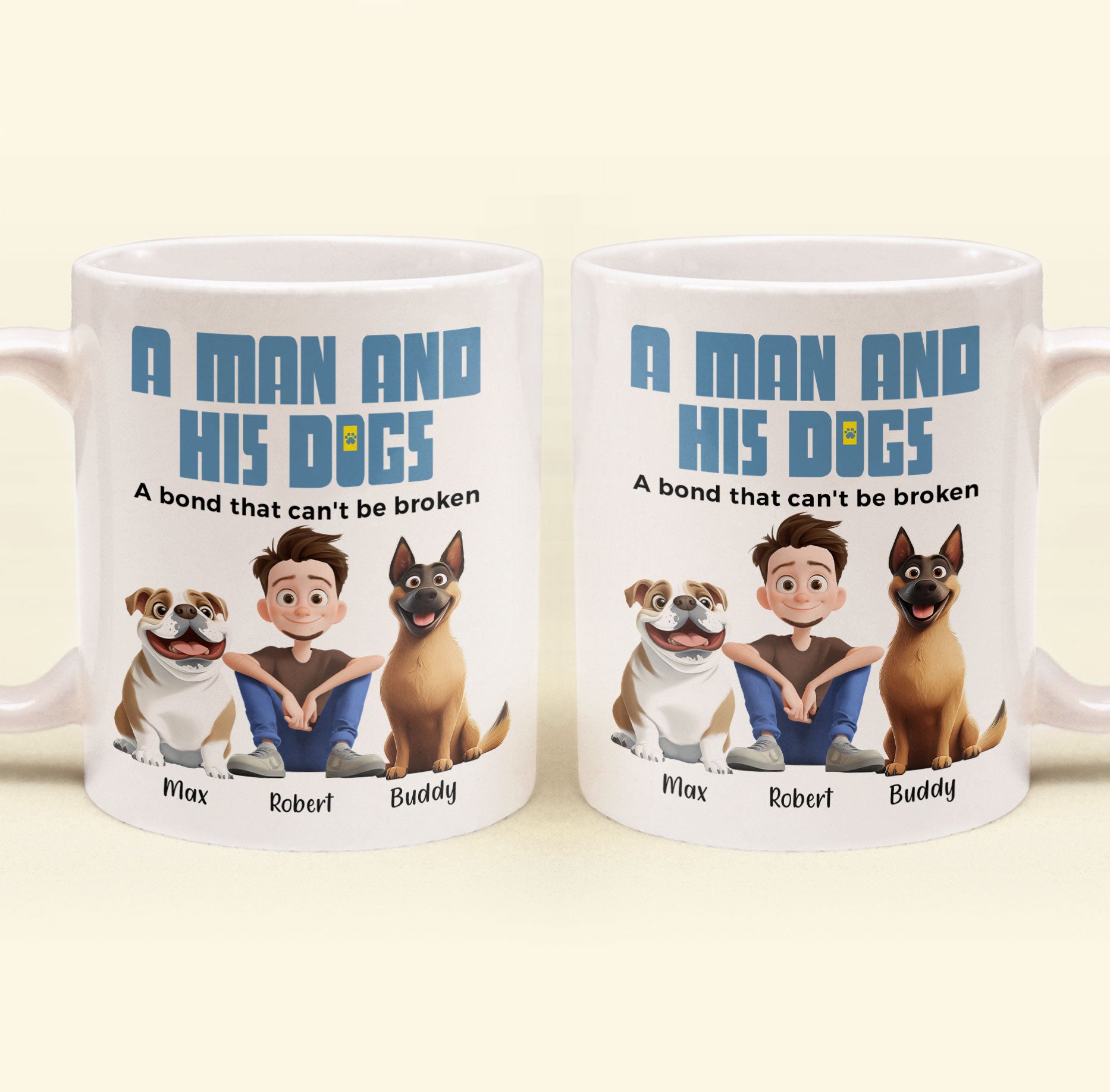 A Man & His Dogs - Personalized Mug