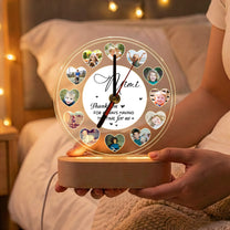 A Meaningful Gift For Grandma With Custom Photos Of Her Grandkids - Personalized Acrylic Photo Desk Clock Light
