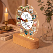 A Meaningful Gift For Grandma With Custom Photos Of Her Grandkids - Personalized Acrylic Photo Desk Clock Light