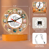 A Meaningful Gift For Grandma With Custom Photos Of Her Grandkids - Personalized Acrylic Photo Desk Clock Light