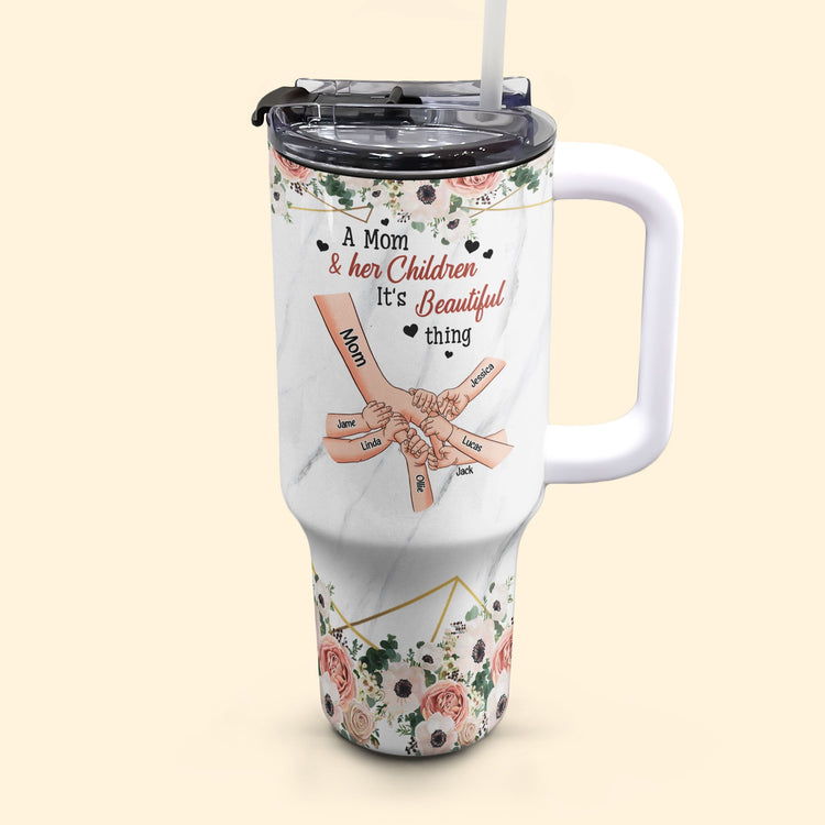 A Mom And Her Children It's A Beautiful Thing - Personalized 40oz Tumbler With Straw