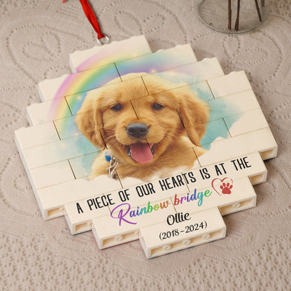 A Piece Of My Heart Is At The Rainbow Bridge - Personalized Buildable Christmas Photo Ornament