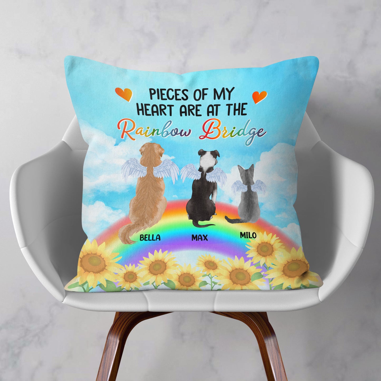 A Piece Of My Heart Is At The Rainbow Bridge - Personalized Pillow (Insert Included)