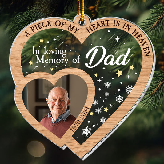 A Piece Of My Heart Is In Heaven - Personalized Acrylic Photo Ornament