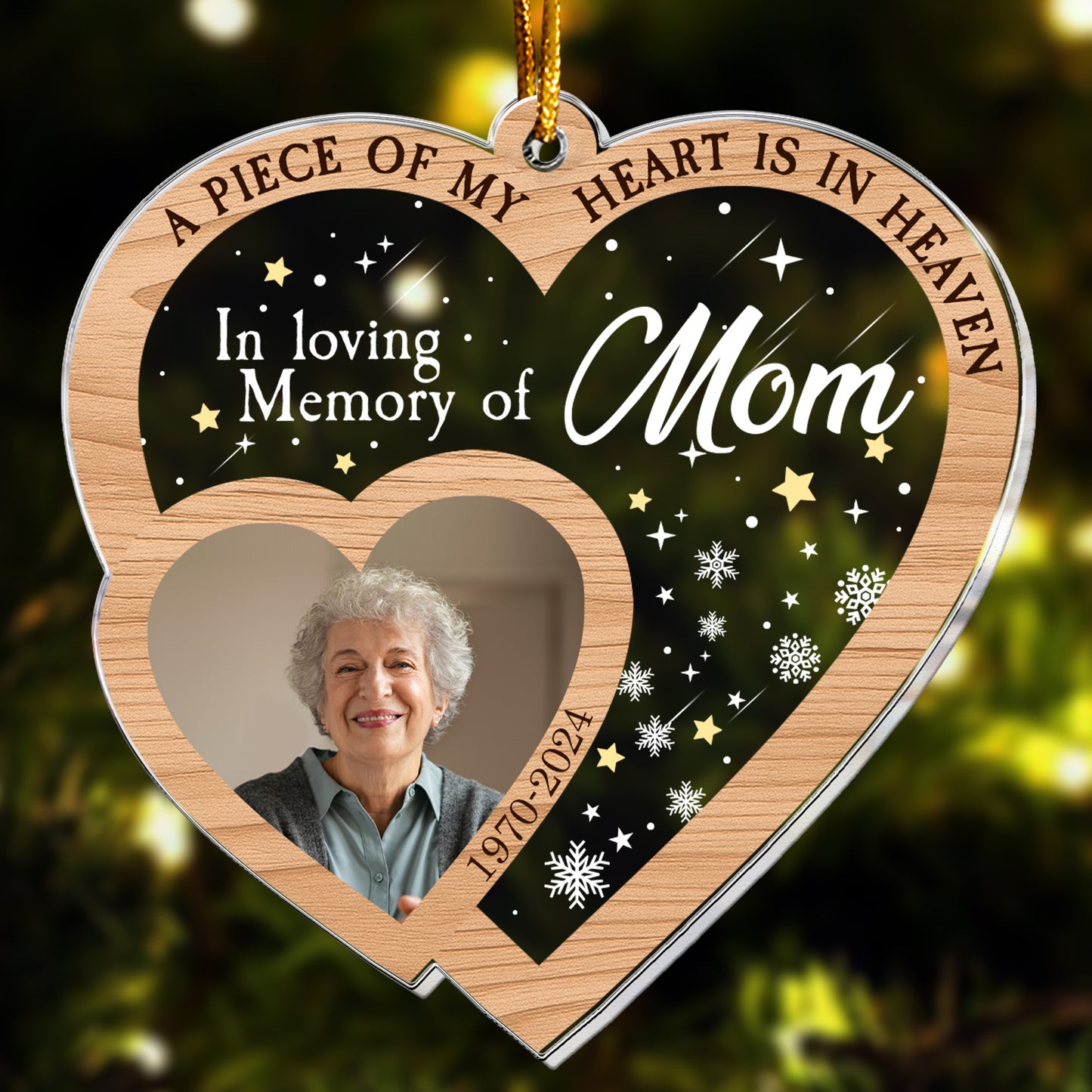 A Piece Of My Heart Is In Heaven - Personalized Acrylic Photo Ornament