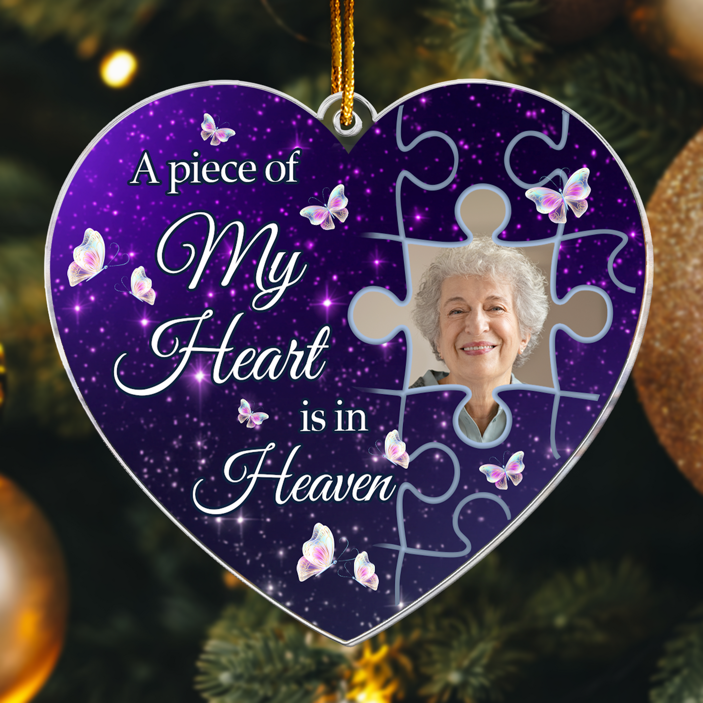 A Piece Of My Heart Is In Heaven - Personalized Acrylic Photo Ornament