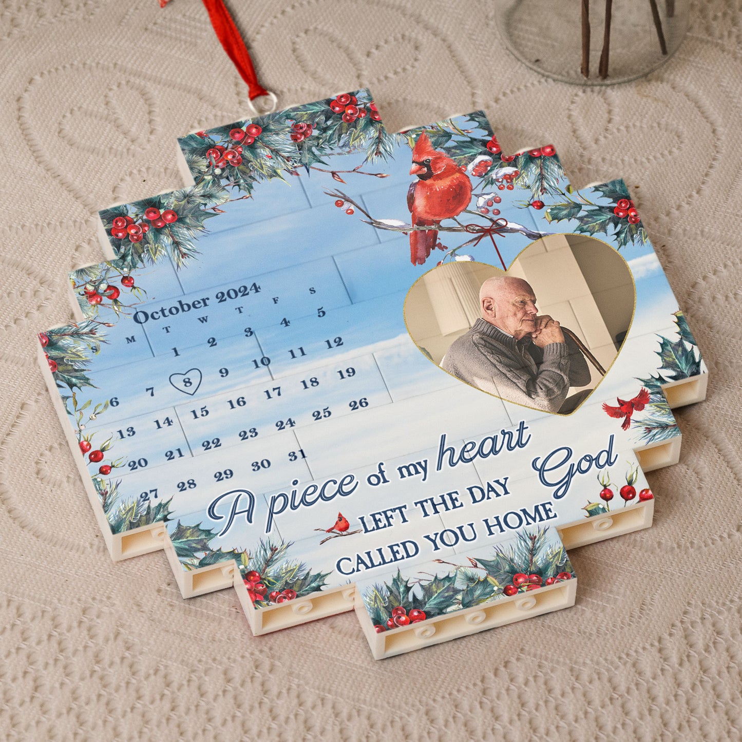 A Piece Of My Heart Left The Day God Called You Home - Custom Buildable Christmas Photo Ornament