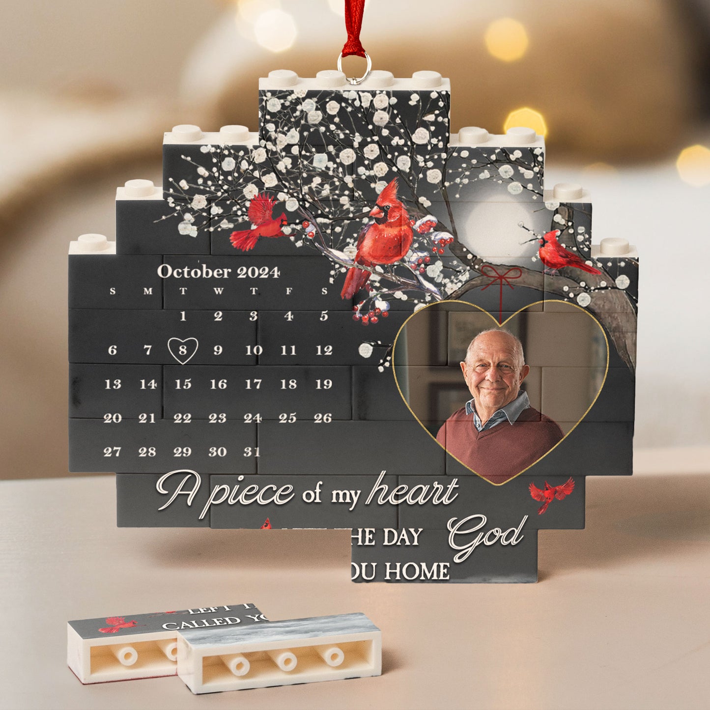 A Piece Of My Heart Left The Day God Called You Home - Custom Buildable Christmas Photo Ornament