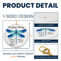 A Piece Of My Heart Lives In Heaven Dragonfly Sea Glass Style - Personalized Ceramic Ornament