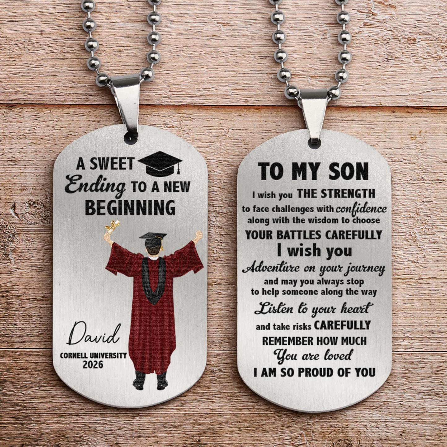 A Sweet Ending Graduation Gift - Personalized Dog Tag Necklace