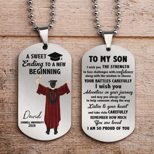 A Sweet Ending Graduation Gift - Personalized Dog Tag Necklace