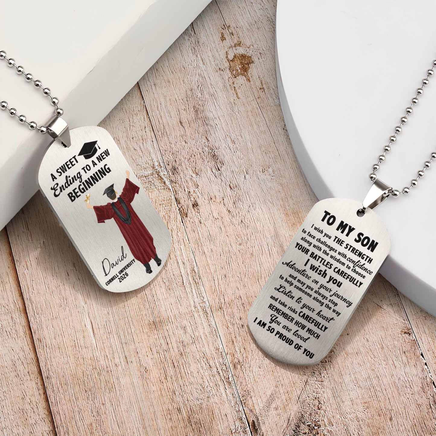 A Sweet Ending Graduation Gift - Personalized Dog Tag Necklace