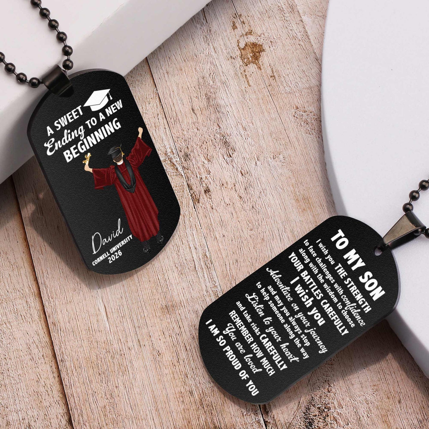A Sweet Ending Graduation Gift - Personalized Dog Tag Necklace