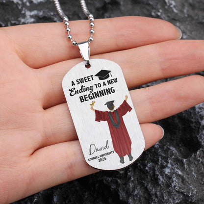 A Sweet Ending Graduation Gift - Personalized Dog Tag Necklace