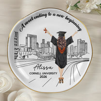 A Sweet Ending To A New Beginning Graduation Gift For Her - Personalized Jewelry Dish