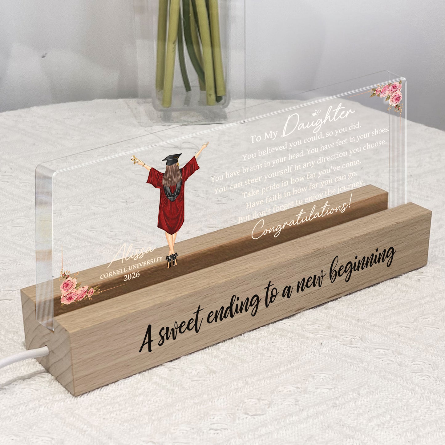 A Sweet Ending To A New Beginning Graduation Gift - Personalized LED Night Light