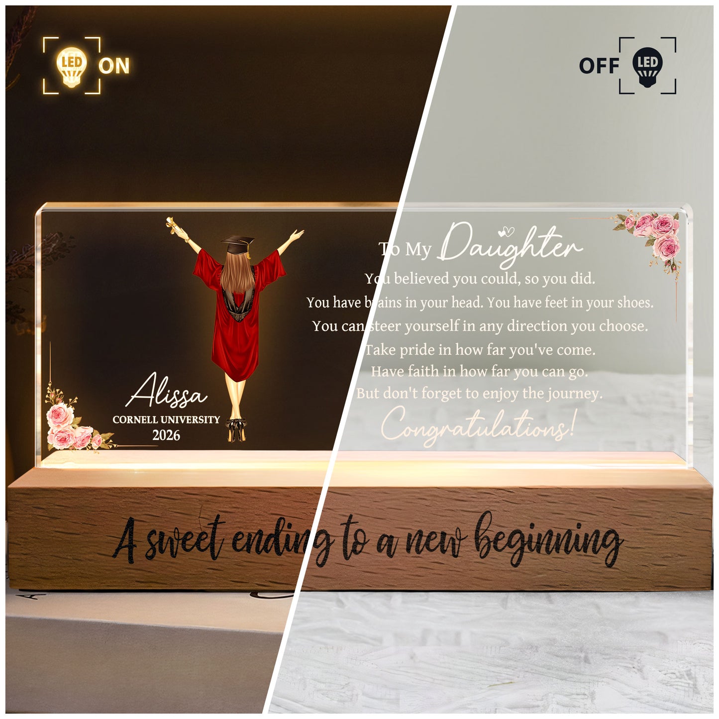 A Sweet Ending To A New Beginning Graduation Gift - Personalized LED Night Light