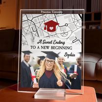 A Sweet Ending To A New Beginning Location Map - Personalized Acrylic Photo Plaque