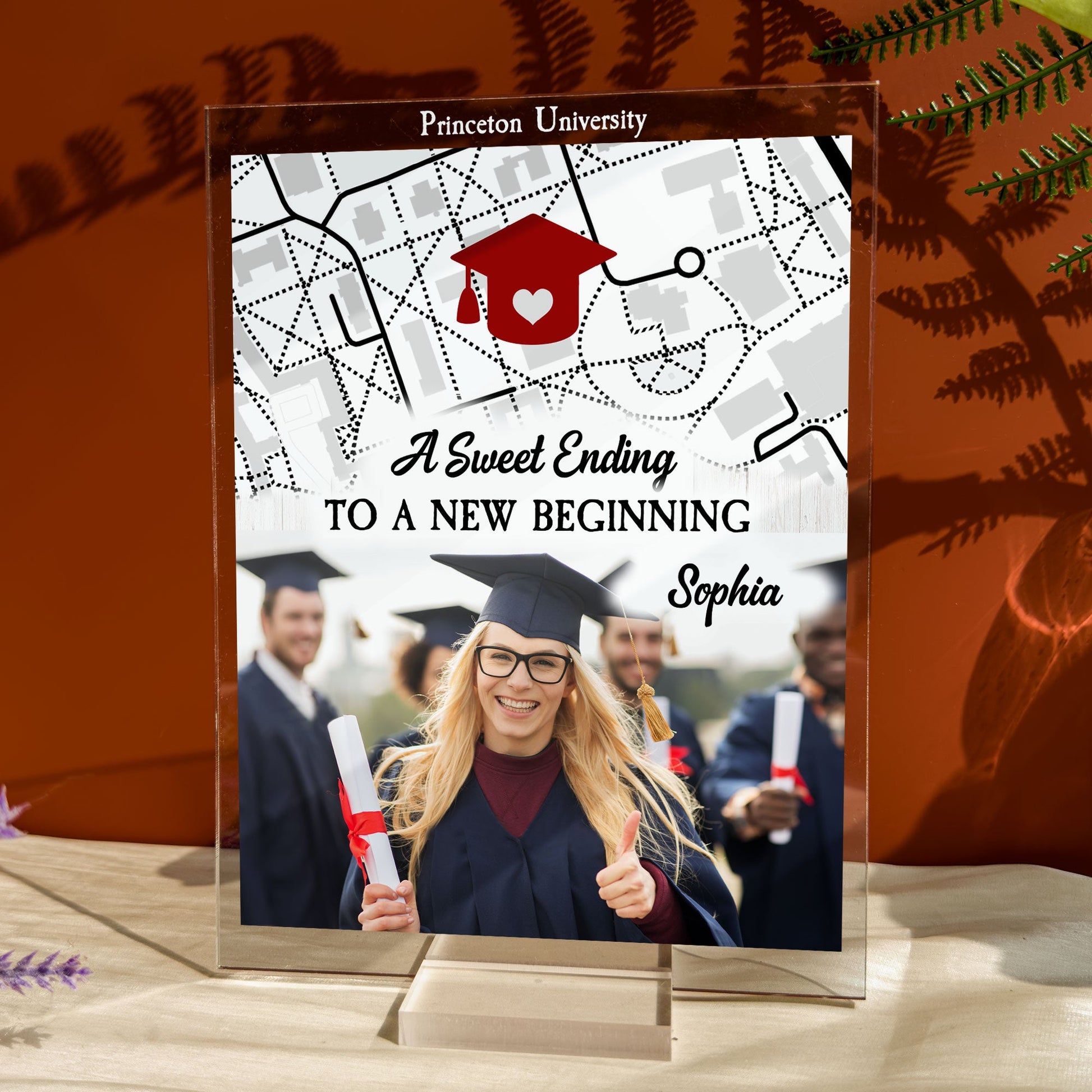 A Sweet Ending To A New Beginning Location Map - Personalized Acrylic Photo Plaque