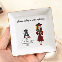 A Sweet Ending To A New Beginning Monogram Letter - Personalized Jewelry Dish