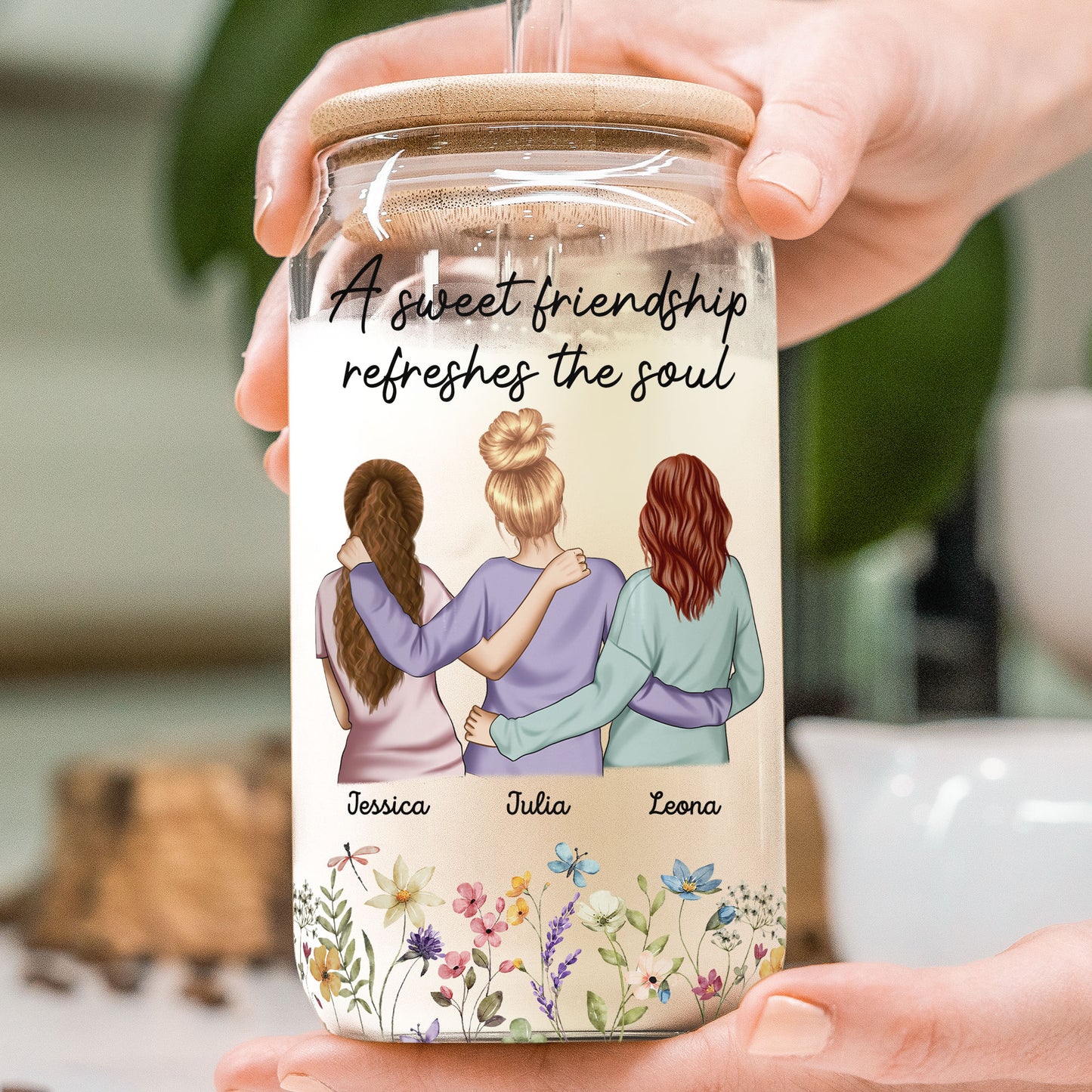 A Sweet Friendship Refreshes The Soul - Personalized Clear Glass Cup